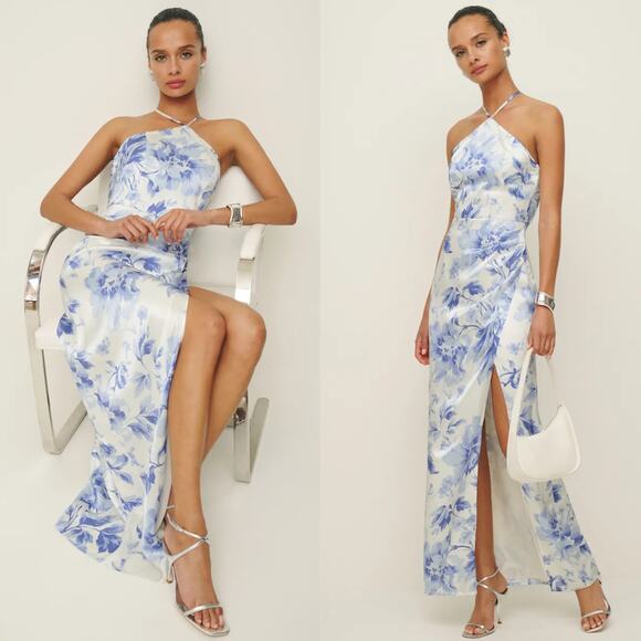 Reformation Myla Silk Dress Meringue - Picture 1 of 13